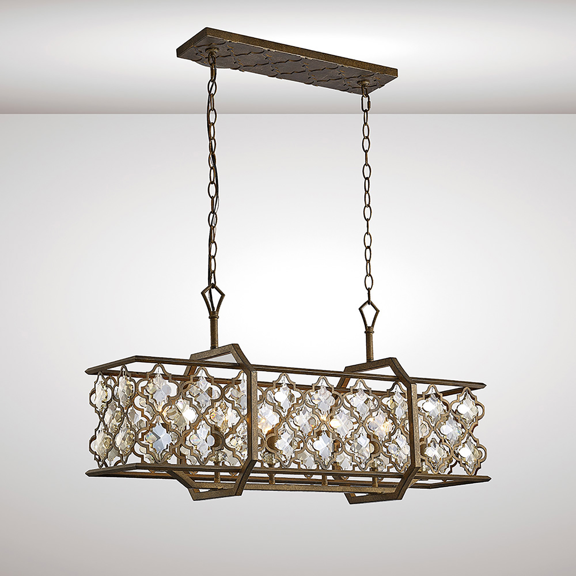 IL31697  Indie Crystal Pendant 6 Light Mocha